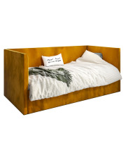Musztardowe łóżko sofa z pojemnikiem Somma 5X - 3 rozmiary w sklepie Edinos.pl