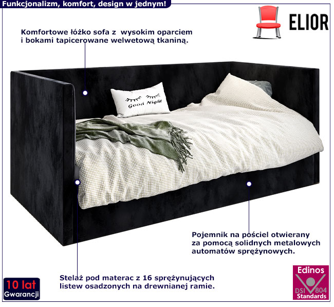 Tapicerowane łóżko z oparciem Salma 5X