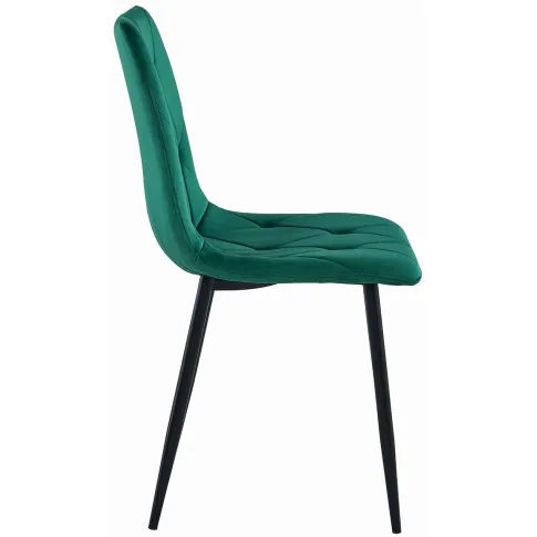 Pikowane welurowe krzesło metalowe do stołu Ukis zielone