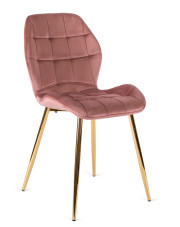 Różowe krzesło welurowe na złotych nogach - Edro 4X w sklepie Edinos.pl