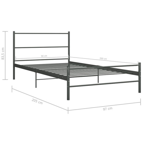 Wymiary łóżka metalowego Epix 90 cm