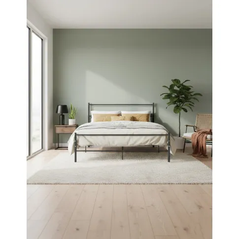 Szare metalowe łóżko dwuosobowe 160x200 cm   Rafael