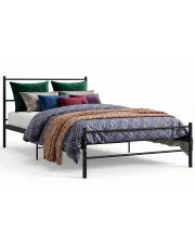 Czarne metalowe łóżko pojedyncze 90x200 cm - Rafael w sklepie Edinos.pl