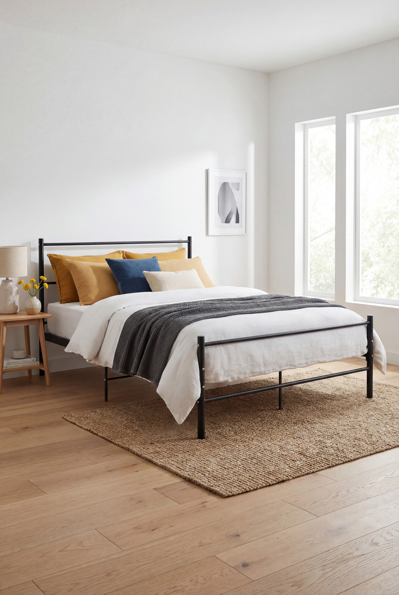 Aranżacja sypialni z łózkiem w stylu industrialnym Rafael