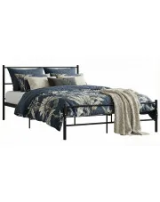 Czarne dwuosobowe łóżko metalowe 160x200 cm - Rafael w sklepie Edinos.pl