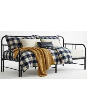 Czarne metalowe łóżko rozkładane 90x200 cm - Travelo w sklepie Edinos.pl