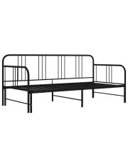 Czarne metalowe łóżko jednoosobowe rozkładane 90x200 cm - Vesmos w sklepie Edinos.pl