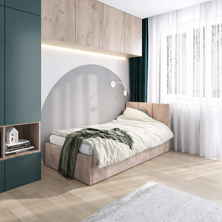 łóżko młodzieżowe z oparciem Golones 6X