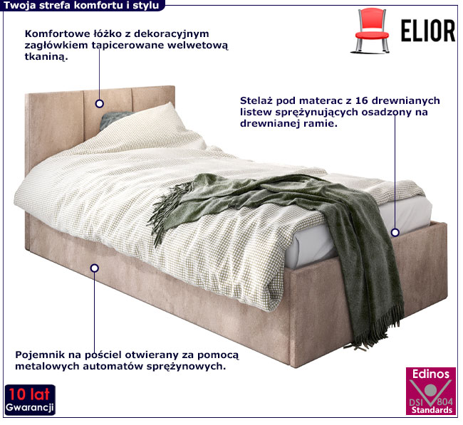 Tapicerowane łóżko młodzieżowe Golones 6X