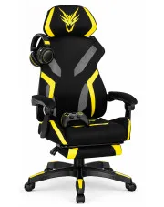 Czarno-żółty fotel gamingowy z podnóżkiem - Talbin w sklepie Edinos.pl