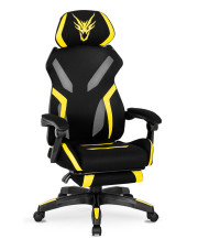 Czarno-żółty fotel gamingowy z podnóżkiem - Olfi w sklepie Edinos.pl