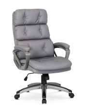 Szary ergonomiczny fotel gabinetowy z ekoskóry - Biso 3X w sklepie Edinos.pl