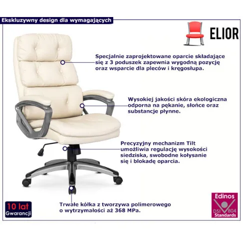 Kremowy fotel biurowy Biso 3X