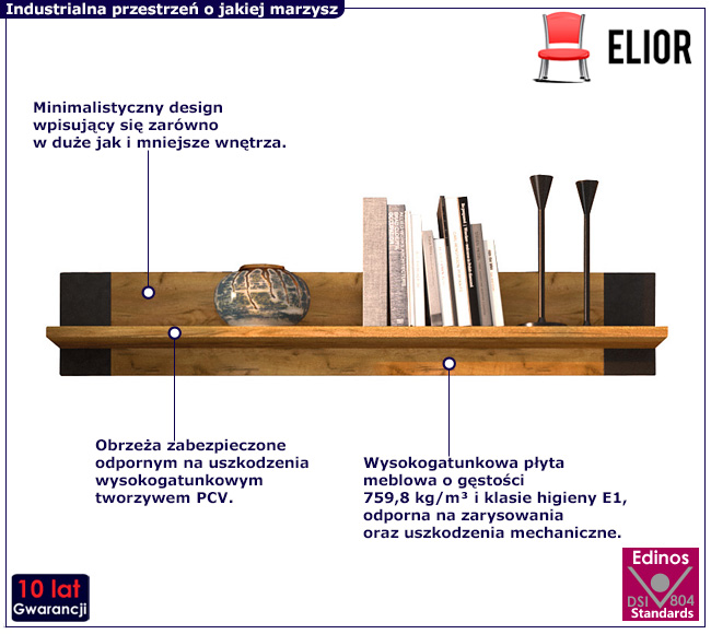 Minimalistyczna półka ścienna Selwa 8X