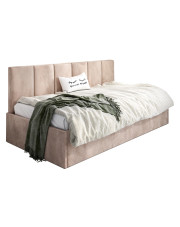 Beżowe welwetowe łóżko sofa Barnet 7X - 3 rozmiary w sklepie Edinos.pl