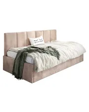Beżowe welwetowe łóżko sofa Barnet 7X - 4 rozmiary w sklepie Edinos.pl