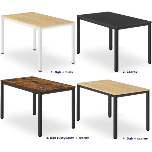 Kolory prostokątnego stołu kuchennego 120x60 Ativ na metalowych nogach