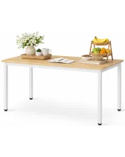 Prostokątny stół nowoczesny na metalowych nogach dąb + biały - Emike w sklepie Edinos.pl