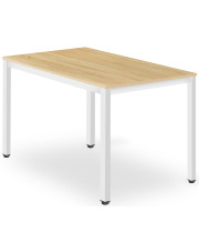 Prostokątny stół nowoczesny na metalowych nogach dąb + biały - Ativ w sklepie Edinos.pl