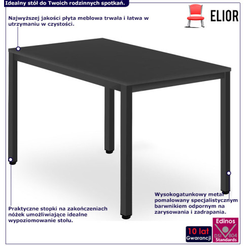 Infografika stołu prostokątnego 120x60 na metalowych nogach czarny Ativ