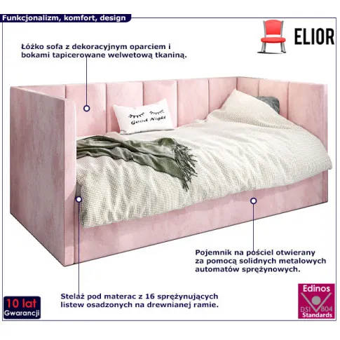 Tapicerowane różowe łóżko Barnet 8X