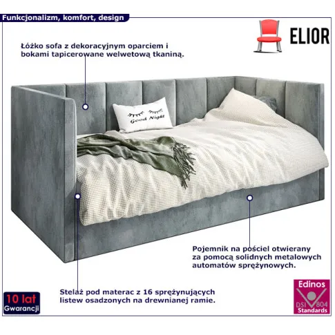 Tapicerowane szare łóżko Barnet 8X