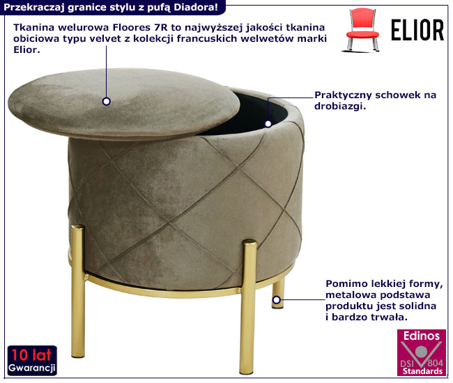 Okragła beżowa pufa Cornel