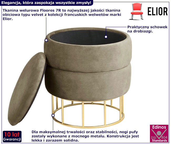 Okrągła beżowa pufa Alwer