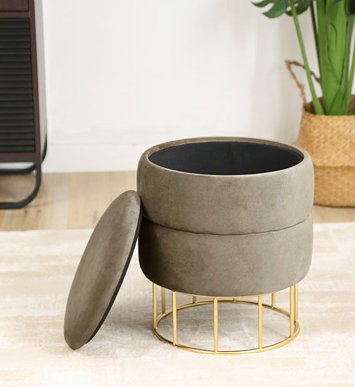 Wizualizacja beżowej pufy Alwer