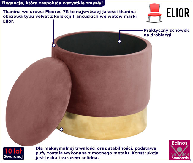 Okrągła różowa pufa Esteo