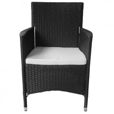 Fotografia Zestaw 2 foteli z rattanu w kolorze czarnym z poduszkami. z kategorii Stoły, krzesła, ławki