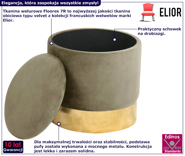 Okrągła beżowa pufa Esteo