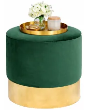 Welurowa pufa do sypialni tapicerowana w stylu glamour butelkowa zieleń - Esteo w sklepie Edinos.pl