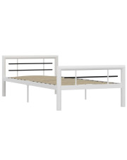 Białe metalowe łóżko jednoosobowe 90x200 cm - Hegrix w sklepie Edinos.pl