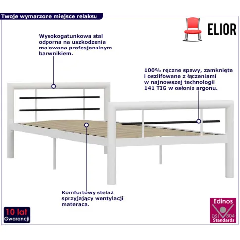 Białe nowoczesne łózko z metalu Hegrix