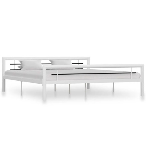 Białe metalowe łóżko dwuosobowe Hegrix