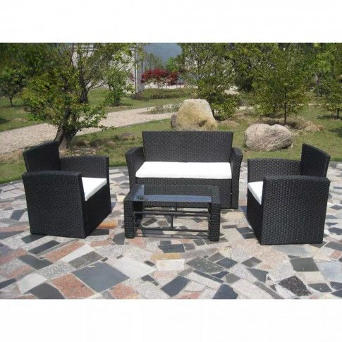 Fotografia Zestaw wypoczynkowy do ogrodu Lanard - czarny z kategorii Stoły, krzesła, ławki