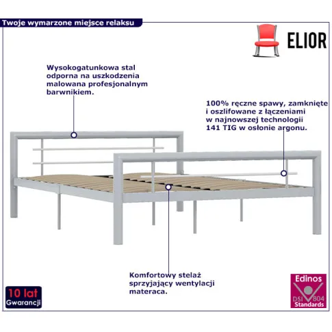 Szare minimalistyczne łóżko Hegrix