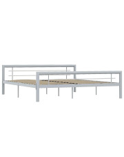 Szare metalowe łóżko z zagłówkiem 120 x 200 cm - Hegrix