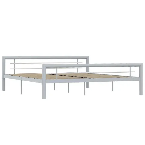 Szare łóżko metalowe w stylu loft Hegrix