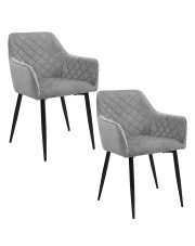 Dwa szare krzesła z welurowym wykończeniem - Wanja w sklepie Edinos.pl