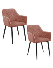 Komplet 2 różowych welurowych krzeseł - Wanja w sklepie Edinos.pl