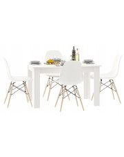 Biały zestaw stół z 4 skandynawskimi krzesłami - Etos w sklepie Edinos.pl