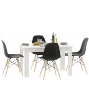 Biały skandynawski stół z 4 czarnymi krzesłami - Etos w sklepie Edinos.pl