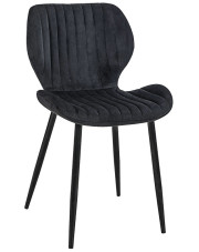 Czarne tapicerowane krzesło z metalowymi nogami - Oferion 3X w sklepie Edinos.pl