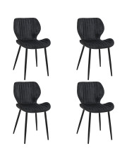 Cztery czarne welurowe krzesła - Oferion 4X w sklepie Edinos.pl