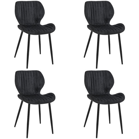 Komplet czterech czarnych welurowych krzeseł Oferion 4X