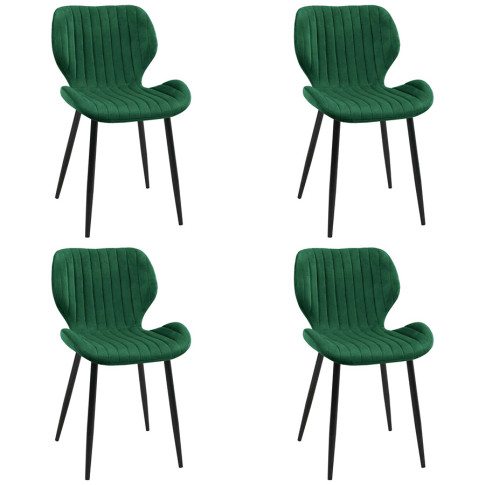 4 krzesła z welurowego kompletu Oferion 4X butelkowa zieleń