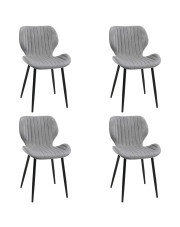 4 sztuki szarych welurowych krzeseł - Oferion 4X w sklepie Edinos.pl