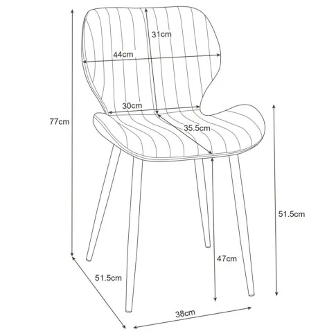 Wymiary krzesła z zestawu Oferion 4X
